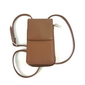Tignanello Crossbody Wallet Brown Tan Organizer Travel Handbag Purse NEW